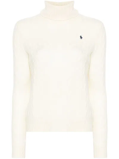 POLO RALPH LAUREN POLO RALPH LAUREN CREAM WOOL AND CASHMERE BLEND TURTLENECK SWEATER