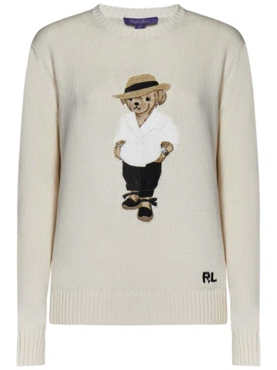 Polo Ralph Lauren Creamy White Cotton Blend Crew-neck Sweater In Neutrals