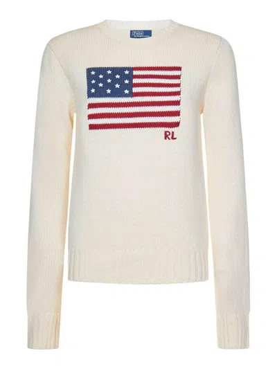 POLO RALPH LAUREN CREAMY WHITE COTTON KNIT PULLOVER
