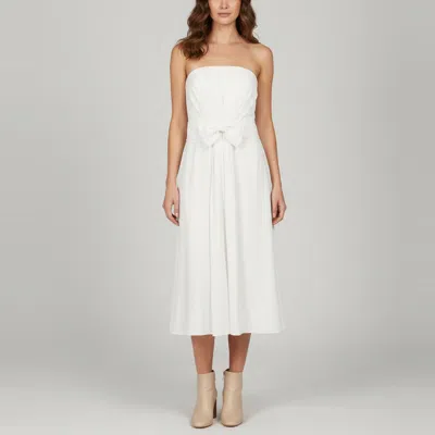 Pre-owned Polo Ralph Lauren Crepe Bustier Midi Dress M In White