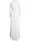 Polo Ralph Lauren Shirred Crepe Jersey Long-sleeve Maxi Dress With Belt In White