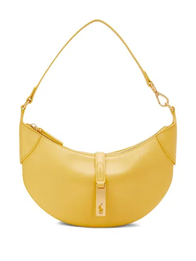 Polo Ralph Lauren Crescent-shape Leather Shoulder Bag In Yellow