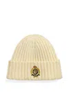 Polo Ralph Lauren Crest Embroidered Beanie Hat In Neutrals