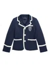 Polo Ralph Lauren Crest-embroidered Blazer In Blue