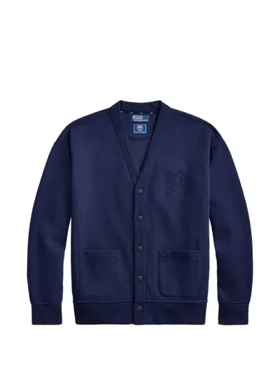 Polo Ralph Lauren Crest Patch Pocket Cardigan In Blue