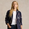 Polo Ralph Lauren Crest-patch Striped Blazer In Blue