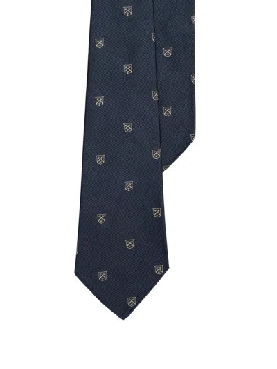 Polo Ralph Lauren Crest-patterned Tie In Blue