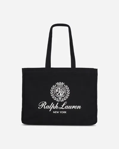 Polo Ralph Lauren Crest-embroidered Canvas Tote Bag In Black