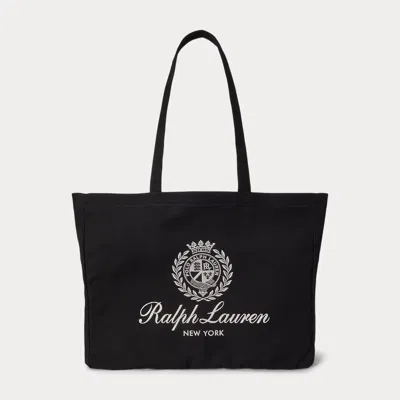 Polo Ralph Lauren Crest-embroidered Canvas Tote In Black