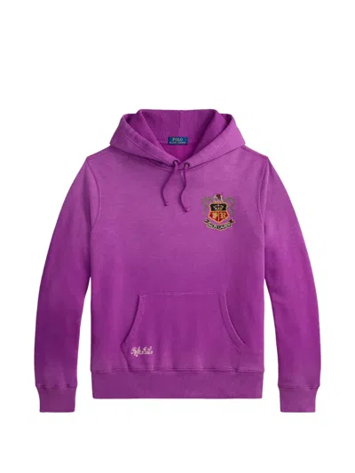 Polo Ralph Lauren Crest-embroidered Hoodie In Purple