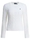 Polo Ralph Lauren Crew-neck Cable-knit Sweater With Logo In White