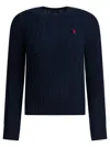 Polo Ralph Lauren Crew-neck Cable-knit Sweater With Logo In Animal Print