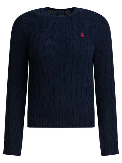 Polo Ralph Lauren Crew-neck Cable-knit Sweater With Logo In Animal Print