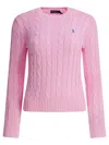 Polo Ralph Lauren Crew-neck Cable-knit Sweater With Logo Knitwear Pink In Pink