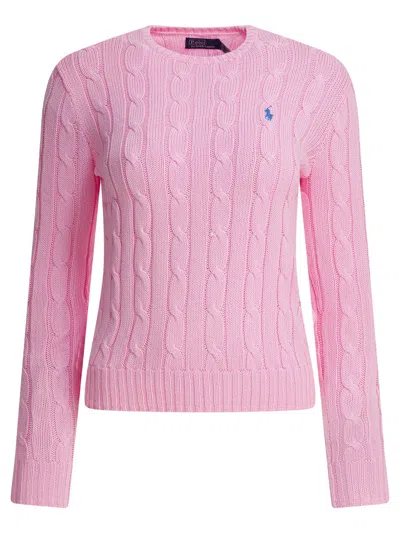 Polo Ralph Lauren Crew-neck Cable-knit Sweater With Logo Knitwear Pink