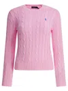 Polo Ralph Lauren V Neckline Sweater With Braids In Pink