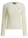 Polo Ralph Lauren Crew-neck Cable-knit Sweater With Logo In White