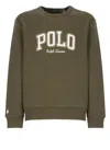 Polo Ralph Lauren Olive Green Logo-embroidered Sweatshirt In Brown