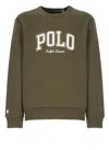 Polo Ralph Lauren Olive Green Logo-embroidered Sweatshirt In Green