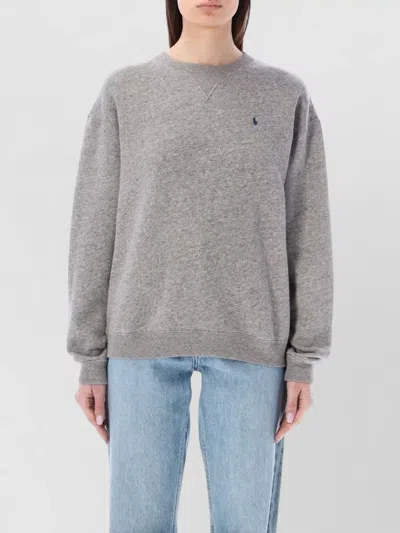 Polo Ralph Lauren Crew Neck Cotton Fleece Sweatshirt In Gray