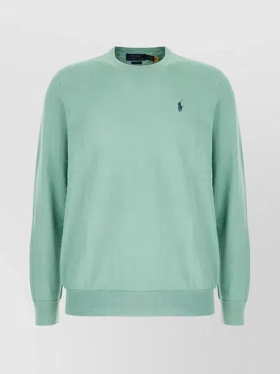 Polo Ralph Lauren Crew Neck Cotton Sweater In Sage Green