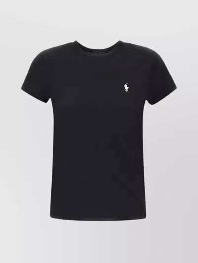 Polo Ralph Lauren Crew Neck Cotton T-shirt With Iconic Logo In Black
