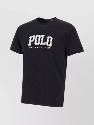 Polo Ralph Lauren Crew Neck Embroidered Logo Cotton T-shirt In Black