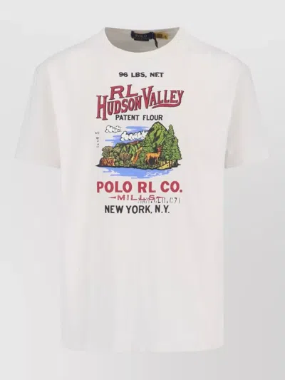 Polo Ralph Lauren Crew Neck Graphic Print Short Sleeve T-shirt In White