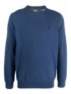 Polo Ralph Lauren Navy Blue Fine Knit Crew Neck Sweater In Blue