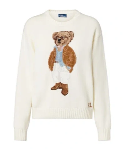 Polo Ralph Lauren Crew Neck Knit Sweater In White