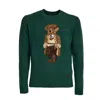 Polo Ralph Lauren Crew Neck Knit Sweater With Ribbed Textures In Green