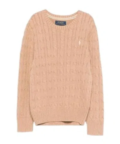 Polo Ralph Lauren Crew Neck Knitted Sweater In Brown