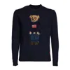 Polo Ralph Lauren Crew Neck Knitwear With Signature Polo Bear Embroidery In Blue