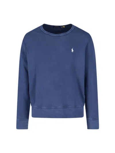 Polo Ralph Lauren Crew Neck Logo Sweatshirt In Blue