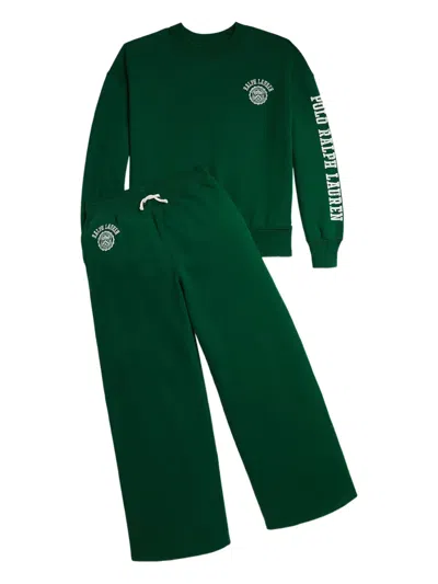 Polo Ralph Lauren Kids' Crew Neck Logo Sweatshirt In Green