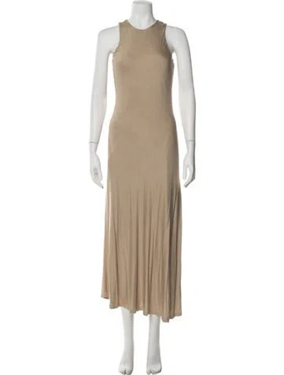 Pre-owned Polo Ralph Lauren Crew Neck Long Dress In Brown