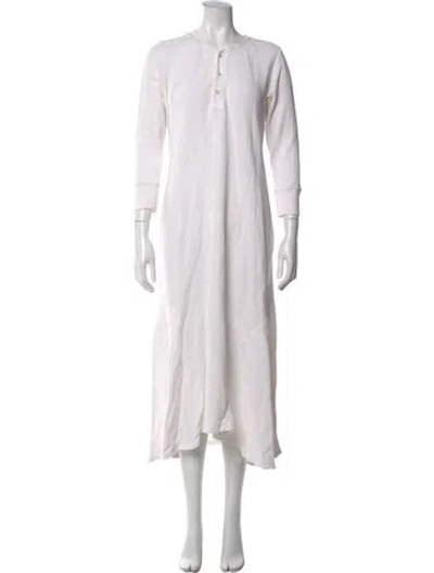 Pre-owned Polo Ralph Lauren Crew Neck Long Dress In White