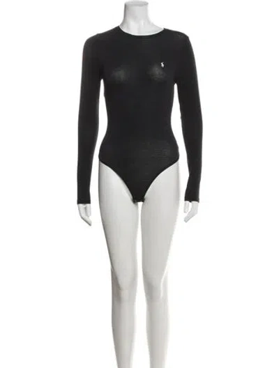 Pre-owned Polo Ralph Lauren Crew Neck Long Sleeve Bodysuit In Black