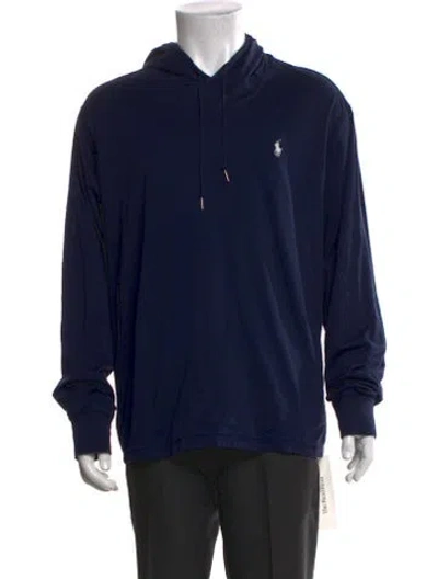 Pre-owned Polo Ralph Lauren Crew Neck Long Sleeve Hoodie In Blue