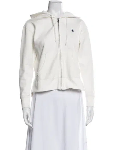 Pre-owned Polo Ralph Lauren Crew Neck Long Sleeve Hoodie In White