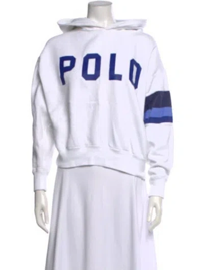 Pre-owned Polo Ralph Lauren Crew Neck Long Sleeve Hoodie In White