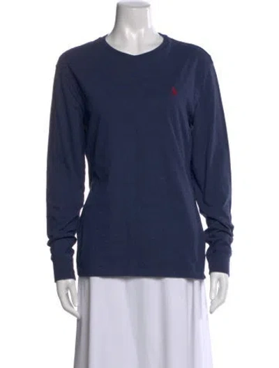 Pre-owned Polo Ralph Lauren Crew Neck Long Sleeve Polo In Blue