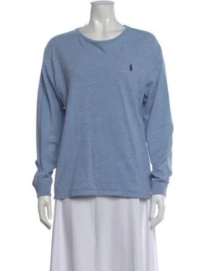 Pre-owned Polo Ralph Lauren Crew Neck Long Sleeve Polo In Blue