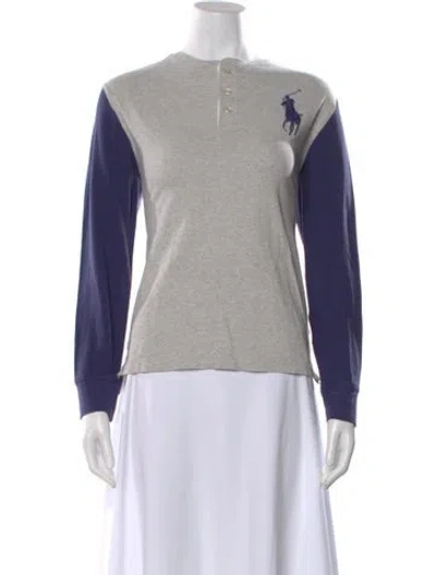 Pre-owned Polo Ralph Lauren Crew Neck Long Sleeve Polo In Gray