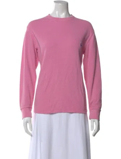 Pre-owned Polo Ralph Lauren Crew Neck Long Sleeve Polo In Pink