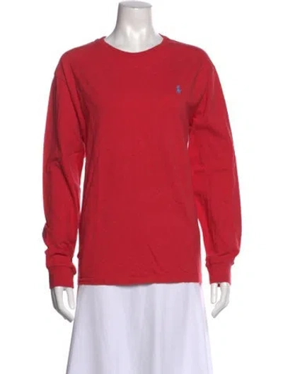Pre-owned Polo Ralph Lauren Crew Neck Long Sleeve Polo In Red