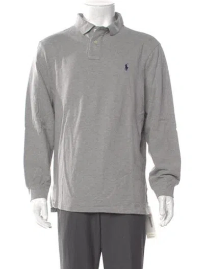 Pre-owned Polo Ralph Lauren Crew Neck Long Sleeve Polo Shirt In Gray