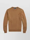 Polo Ralph Lauren Tailored Brown Sweater With Ribbed Cuffs And Sophisticated Logo In Multi