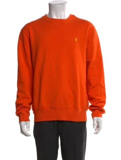 Pre-owned Polo Ralph Lauren Crew Neck Long Sleeve Sweatshirt In Orange