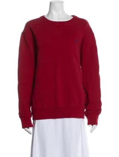 Pre-owned Polo Ralph Lauren Crew Neck Long Sleeve Sweatshirt In Red